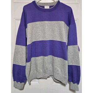 Cheetah Retro Colorblock Sweatshirt Vintage -Size XL – Purple Gray Pullover